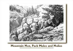 Leon Parson Wildlife Art / Mule Deer/ Mt. Men, Pack Mules and Mulies